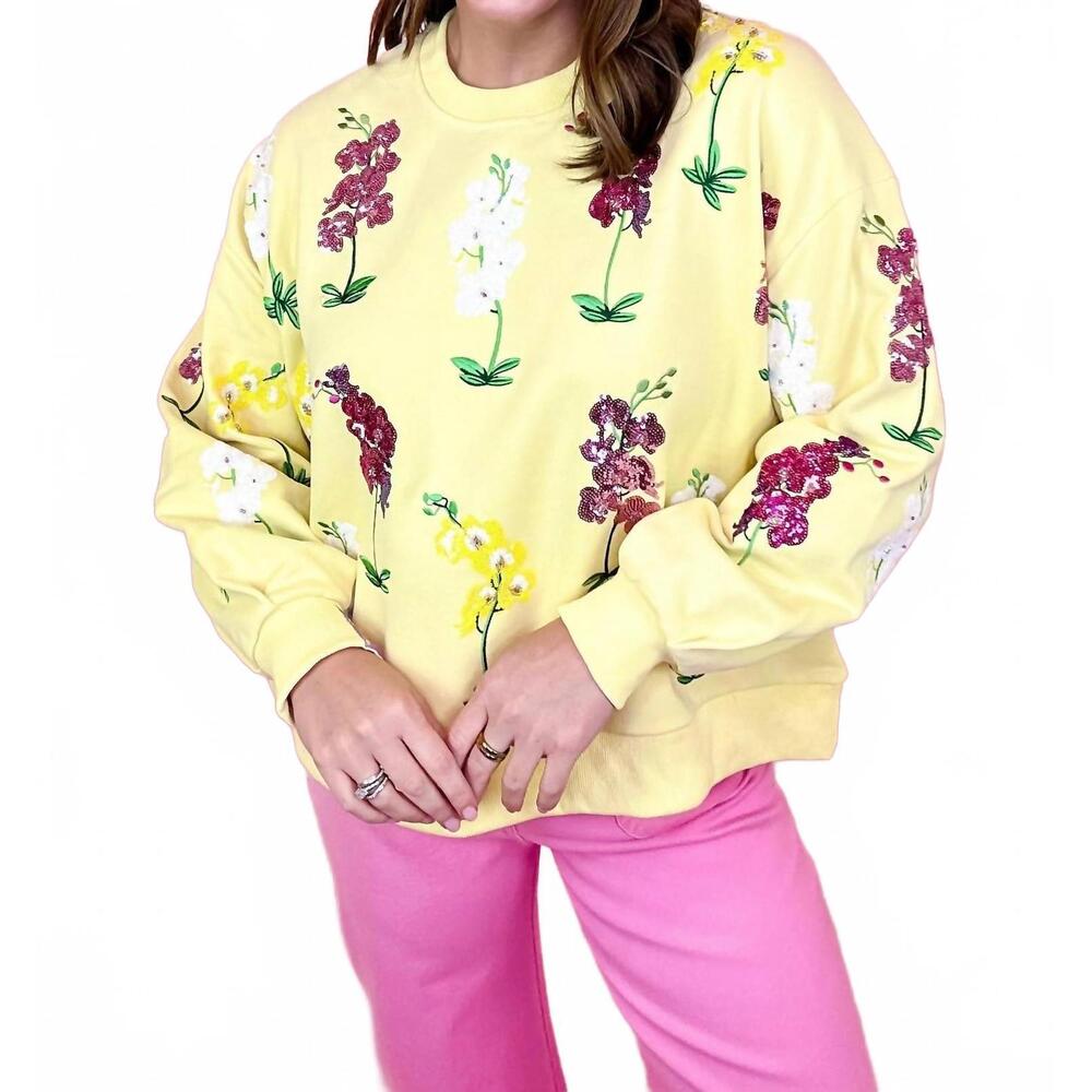NEW QUEEN OF SPARKLES multi iris sweatshirt in yellow - Picture 3 of 8